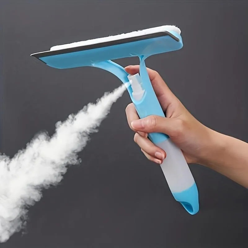 Limpiacristales multifunción con spray — cepillo para ventanas y espejos