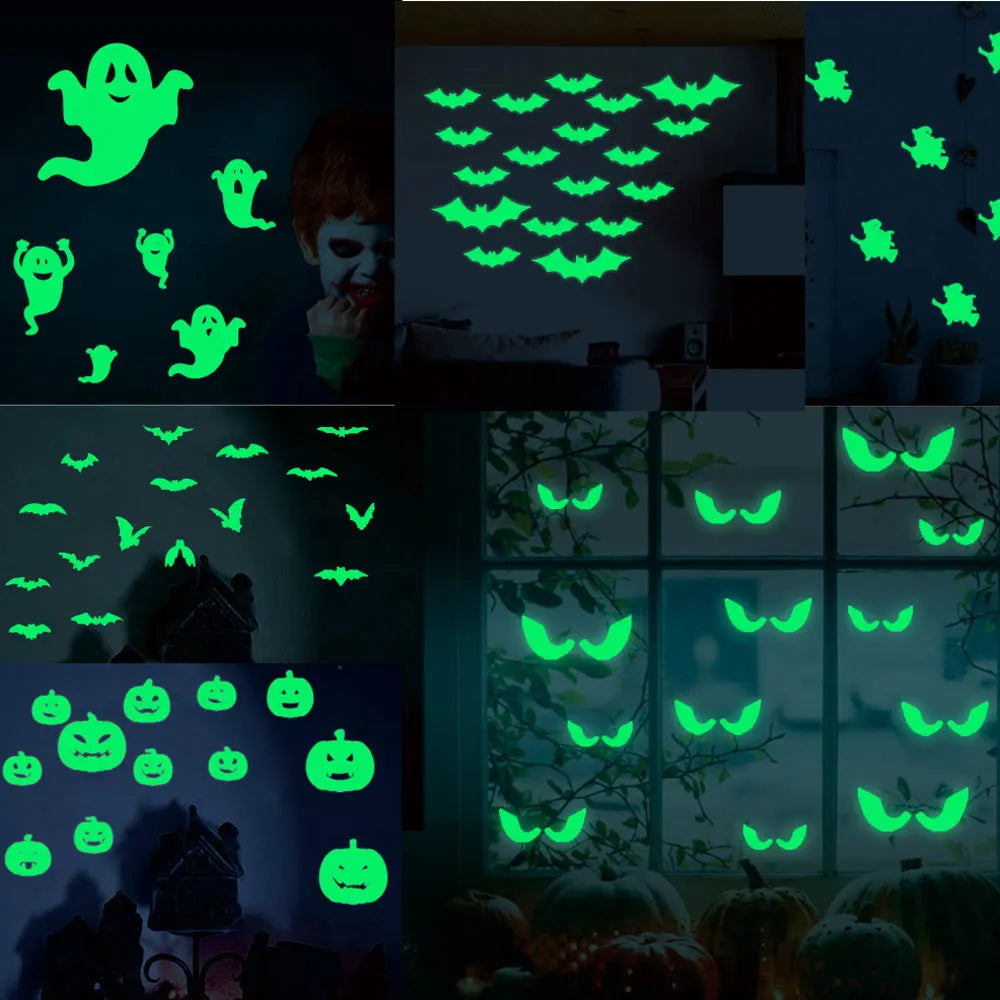 Pegatinas luminosas de Halloween para ventanas — ojos brillantes en la oscuridad