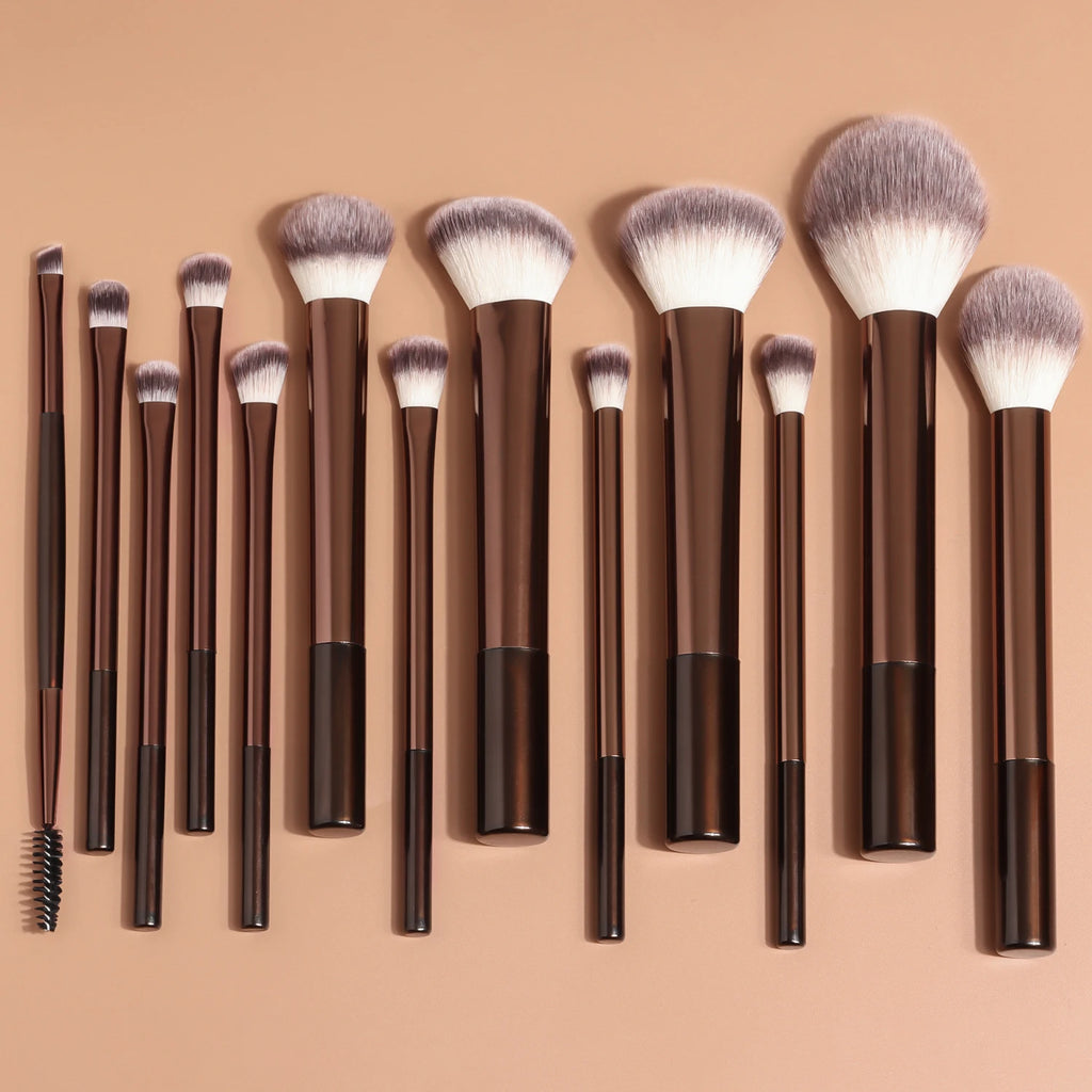 13-piece makeup brush set — foundation, concealer, powder, and eyeshadow