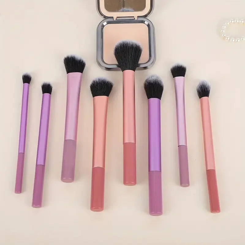 8-piece makeup brush kit — soft synthetic hair for face and eyes