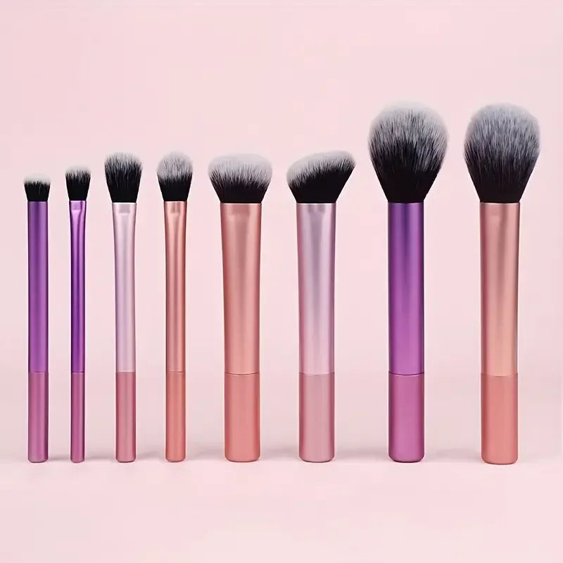 8-piece makeup brush kit — soft synthetic hair for face and eyes