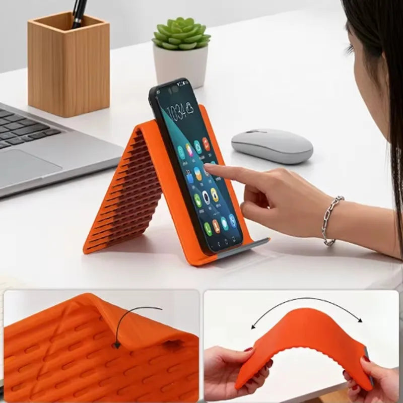 Flexible and foldable silicone phone stand — adjustable and portable