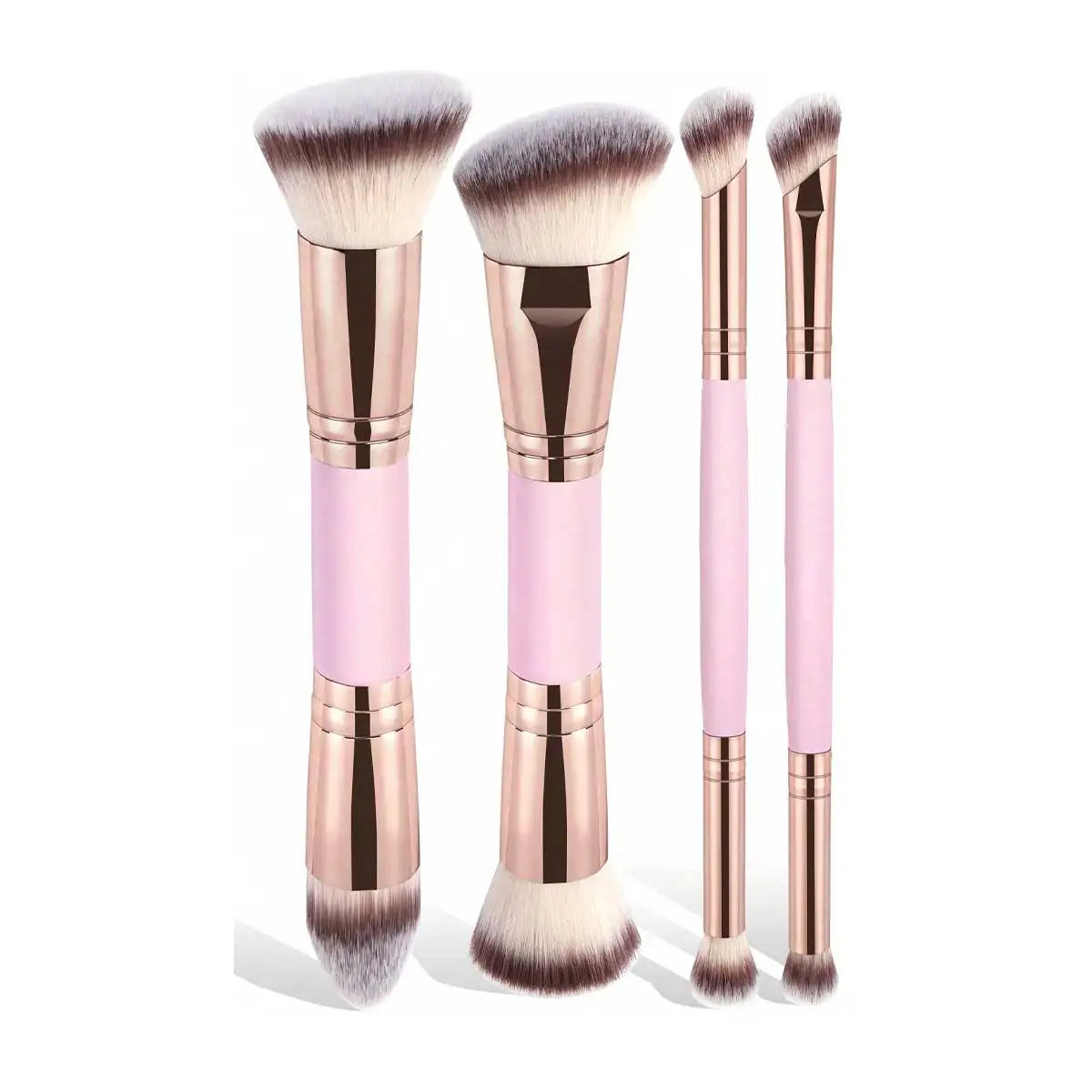 4-teiliges Make-up-Pinselset mit Etui — doppelseitig, für Foundation und Concealer