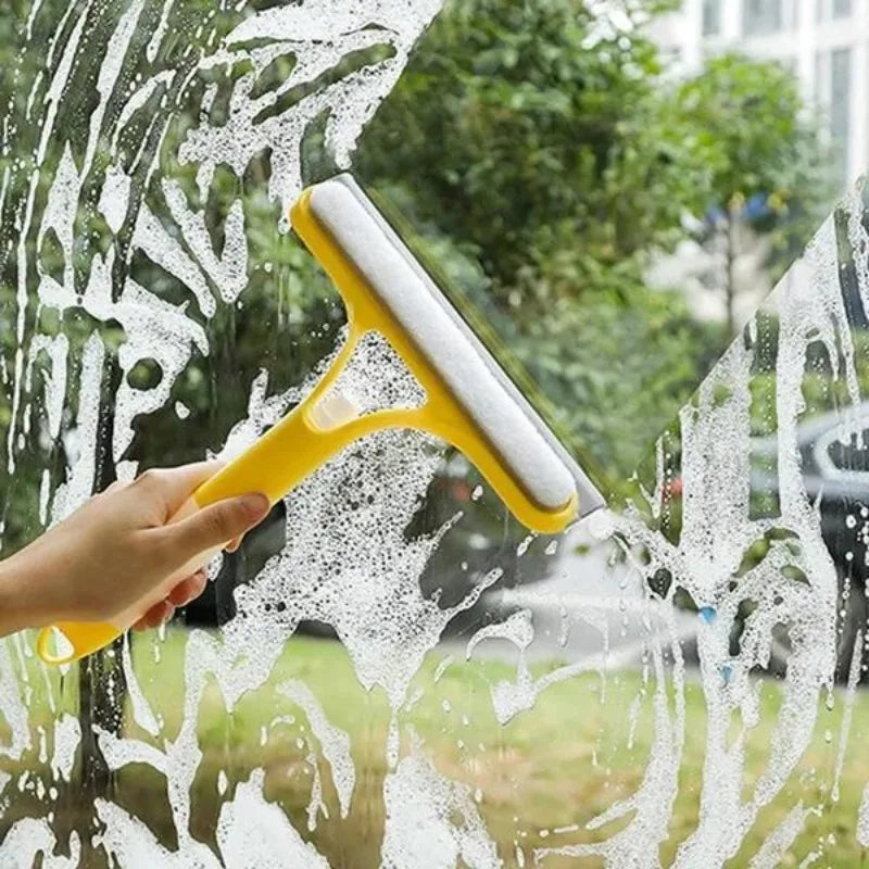Limpiacristales multifunción con spray — cepillo para ventanas y espejos