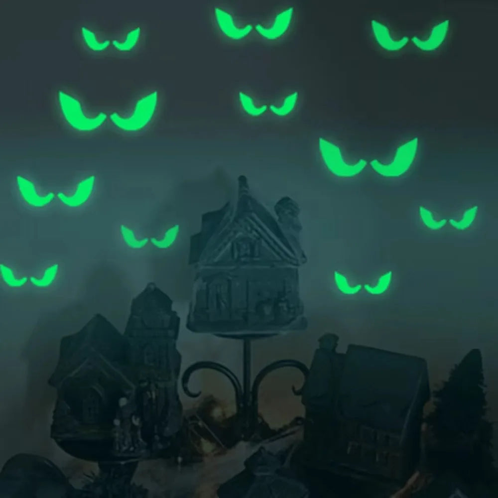 Pegatinas luminosas de Halloween para ventanas — ojos brillantes en la oscuridad
