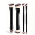 4-teiliges Make-up-Pinselset mit Etui — doppelseitig, für Foundation und Concealer