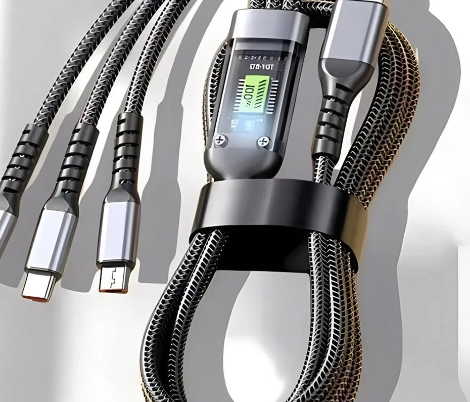 100W 3-in-1-Schnellladekabel — geflochtenes Nylon, ultraschnelles Laden