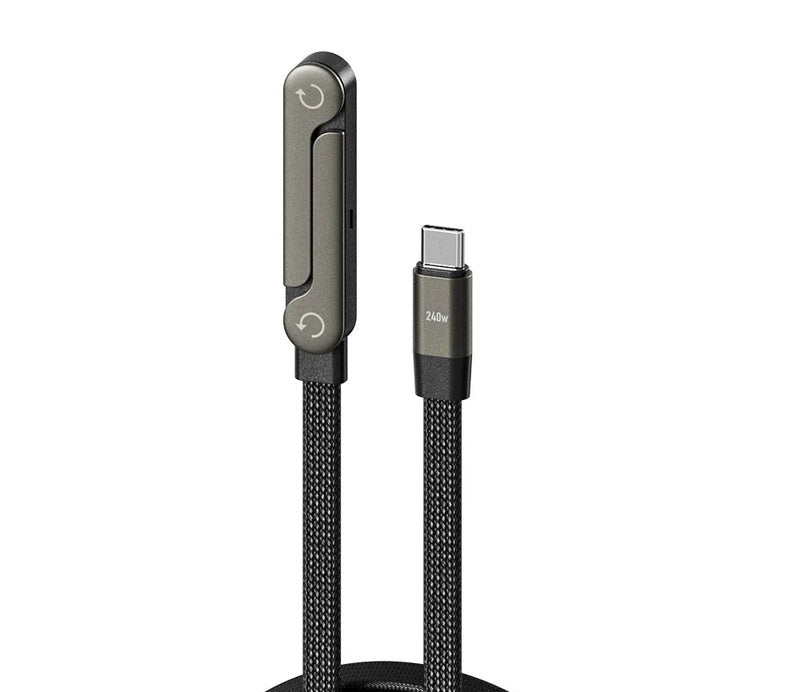 Cable USB 65W con soporte plegable 2 en 1 — carga rápida + base para móvil
